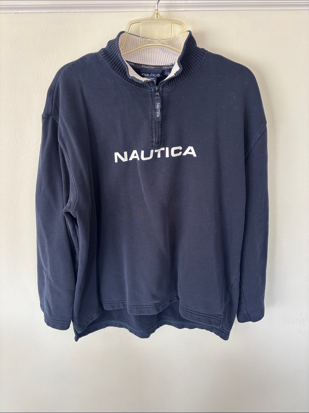 Nautica Women’s. 1/4 Zip-Up Sweatshirt in Navy with White Logo